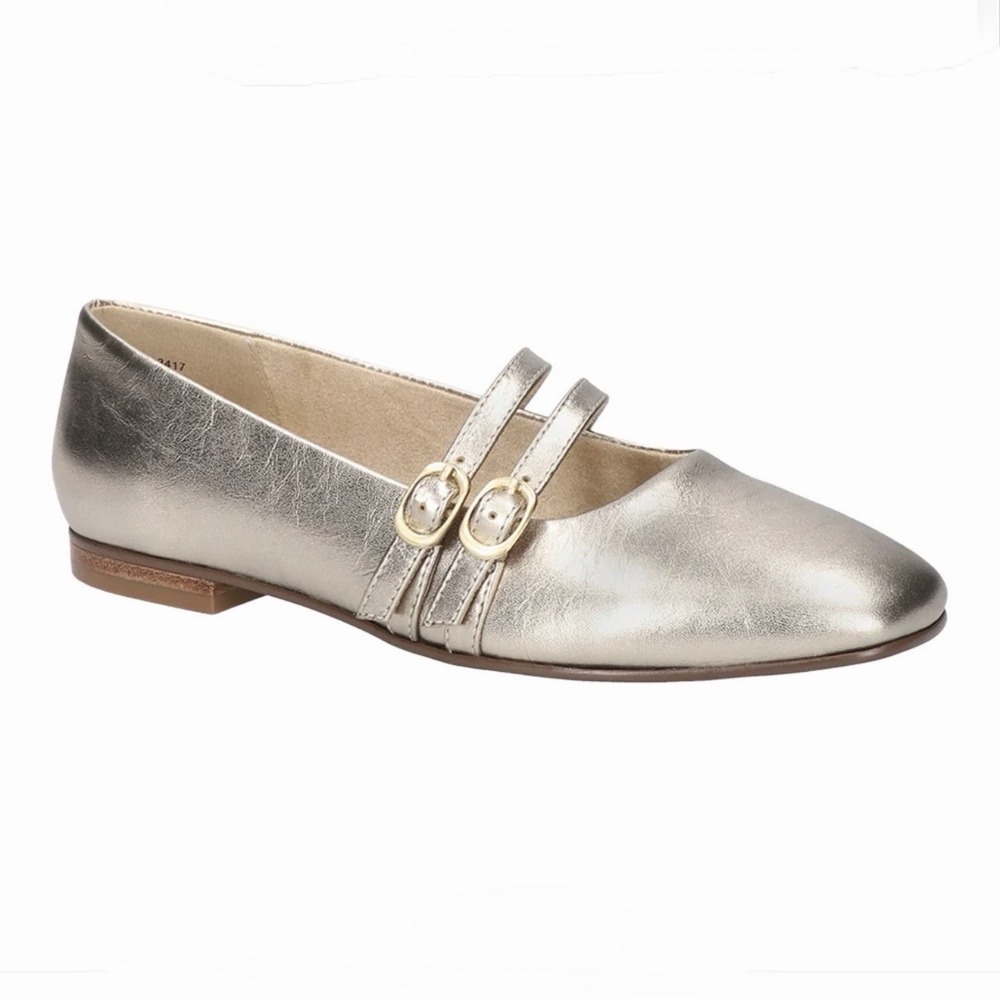 Bella Vita Davenport Metallic Gold Mary Jane Flats Women's Size 11WW Extra Wide